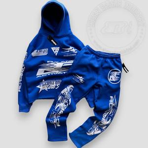 2025ใส่ได้ทั้งชายและหญิงชุดออกกำลังกายแบบมีฮู้ดตัวสั้นสำหรับหน้าหนาวผ้าฝ้าย100% พิมพ์ลายหน้าจอสีทึบเปิดด้านล่างระบายอากาศได้ชุดวอร์ม - Product Image 1