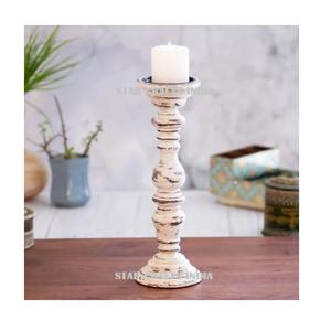 Modern Look With High Finishing Wood White Candle Holder Stand Hot Selling & Wholesale Candle Holder for Home and Restaurant - Product Image 1