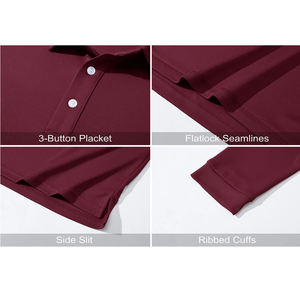 Camiseta Polo para Hombre de Secado Rápido, para Golf, Deporte, Casual, Trabajo en Equipo, Manga Larga, Personalizada, Color Granate - Product Image 6