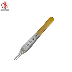 Nouvelles pinces à tissus ADSON de qualité supérieure, marron, 4,75 po, 9x9 dents, pointe fenêtrée, manche doré, pour chirurgie générale, usage manuel médical - Product Image 3