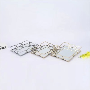 Bandeja de servicio de metal y espejo de excelente calidad, nuevo diseño, calidad perfecta, regalos de inauguración de la casa, diseño lujoso - Product Image 3