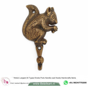 Porte-clés en laiton antique fabriqué à la main en fonte écureuil Animal mur manteau chapeau crochets pour vêtements stockage crochets Rails produit - Product Image 1