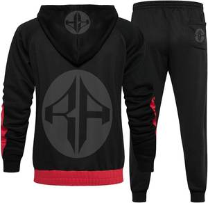 Chándal acampanado de algodón 100% unisex, conjunto de pantalones de chándal acampanados con dobladillo crudo y logotipo personalizado con estampado de bordado 3D, talla grande y peso pesado - Product Image 4