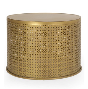 Table basse élégante en métal martelé doré accent de vie contemporain design élégant moderne et durable décor élégant minimaliste unique - Product Image 4