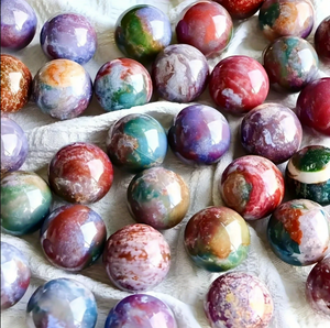 Esferas de Jaspe Oceánico Talladas al por Mayor, Amuletos de Piedras Preciosas Ecológicos de Alta Calidad, Set de Decoración de Cristal para Interiores de Sala de Estar - Product Image 3