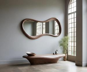 Trendy Handmade Art Deco Glass Round Wall Mirror Eco-Friendly Lightweight Home <b>Decor</b> Entryway Mirror at <b>Cheap</b> Price - Product Image 4