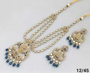 Most Trendy <b>Women</b> Jewellery <b>For</b> Indian Wedding Function CZ Stone Studded With Antique Gold Plated <b>Long</b> Necklace And <b>Earrings</b> Set - Product Image 2