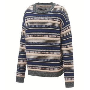 Suéteres de punto bordados de manga larga suaves personalizados de tendencia, suéter de mujer de ajuste superior, suéter de punto para mujer - Product Image 1