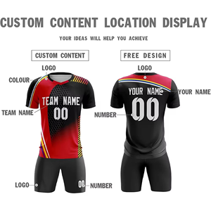 Uniforme de fútbol de color para adultos, ropa de fútbol transpirable de secado rápido, ropa de alta calidad teñida, nombre de equipo personalizado/números cortos 100% - Product Image 6