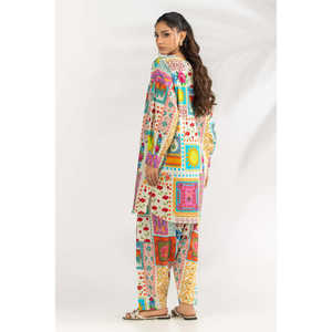 Ensemble imprimé en coton et viscose de style bohème, respirant et adapté à l'été - IPST-77229 - Product Image 5