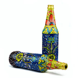 Handpainted <b>Glass</b> <b>Bottle</b> for Home <b>Decor</b> Made in India - Product Image 2