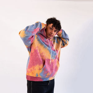 เสื้อฮู้ดแฟชั่นฮิปฮอปสไตล์ลำลองสำหรับผู้ชาย ฤดูหนาวปี 2023 ทรงหลวม สตรีทแวร์ ลายมัดย้อม ผ้าโพลีเอสเตอร์/คอตตอน - Product Image 4