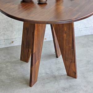 Table à manger ronde en bois d'acacia 90 cm, pieds en forme de A, assemblée, extensible, pour la maison ou le bureau - Product Image 6