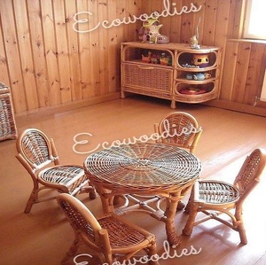 Meubles en rotin de haute qualité fabriqués à la main 4 ensembles de chaises en bambou avec table en bambou sans accoudoir pour jardin extérieur Lane - Product Image 1