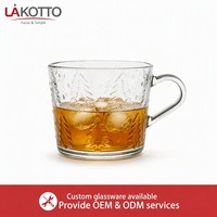 Mug en verre transparent LAKOTTO 460 ml avec poignée, motif sapin de Noël en relief, pour la maison et le bar, approvisionnement en gros, OEM pris en charge