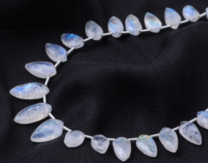 <b>Rainbow</b> Moonstone Loose Beads Smooth Faceted Drop Shape White Crystal Stones Third Party Appraised Rajasthan - Product Image 4