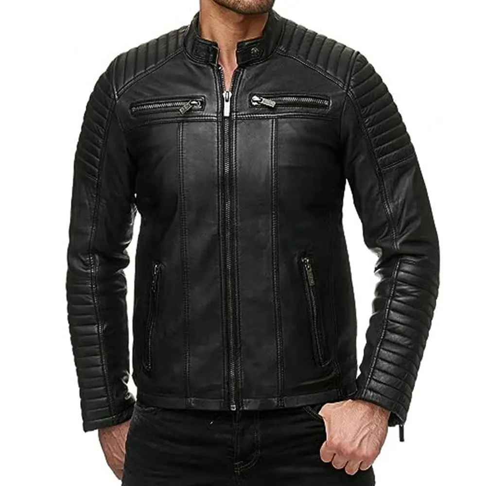 Fabricants de vêtements en cuir sur mesure Streetwear veste en cuir noir pour hommes décontracté style de rue surdimensionné veste sur mesure