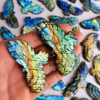 Aigle Labradorite fait à la main de haute qualité sculptant des pierres précieuses naturelles bleues avec sculpture en cristal unique Flash complet certifié GIA