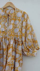 Vestido Midi Kavya, Vestido Midi Boho Floral Color Calé, Vestido de Verano de Algodón, Elegante e Informal - Product Image 2