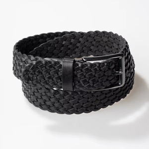 เข็มขัดหนังแท้สำหรับผู้ชายเข็มขัดถักแบบลำลองพร้อมหัวเข็มขัดอัลลอย - Product Image 1