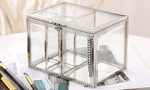 Boîte à bijoux en métal et en verre de qualité supérieure, design moderne et élégant, corps en métal durable, intérieur doublé de velours, fermeture sécurisée - Product Image 5