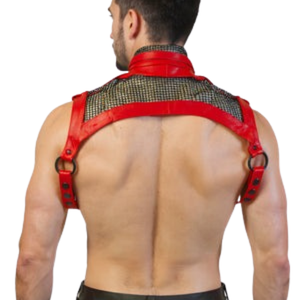 Harnais à col en cuir et maille pour homme, noir, simili cuir, fétiche, vêtements de club - Product Image 2