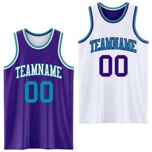 Directement de la marque Engro Sports Maillot de basket-ball à sublimation double face réversible violet sarcelle-blanc personnalisé - Product Image 1