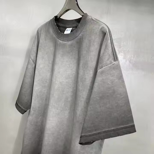 T-shirts OEM surdimensionnés à séchage rapide 100% coton délavés à l'acide T-shirts en relief pour hommes d'été de haute qualité avec logo et design personnalisés - Product Image 2