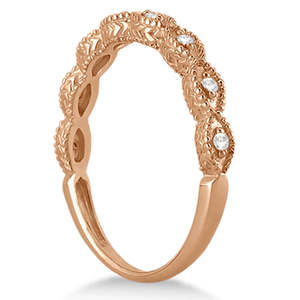 Bague de mariage en or rose 14 carats avec diamant de forme marquise antique, bijoux en diamant de 0,10 carat - Product Image 4