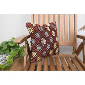 Kilim en laine marron 14x14 pouces coussin de luxe écologique antidérapant amovible lavable Vintage moelleux feuilles tissé décor - Product Image 2