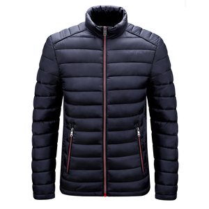 Men's Lightweight <b>Maroon</b> Puffer Jacket Slim Fit Quilted Winter Coat with Zipper Pockets and Stand Collar - Product Image 4