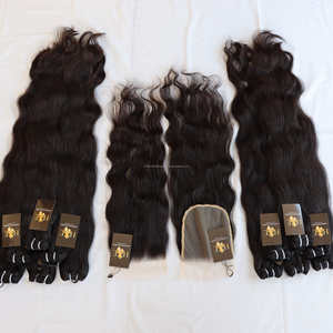 Mèches péruviennes à cuticules alignées, cheveux brésiliens en vison vierge 100 avec fermeture frontale en dentelle Hd - Product Image 2