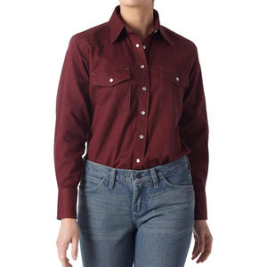 Camisas DE TRABAJO DE uniforme de manga larga para mujer con bordado de impresión de logotipo personalizado para Proveedor de Ropa de negocios de oficina - Product Image 1