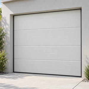 Système de rails de porte de garage sectionnelle en acier blanc avec isolation thermique et ouverture latérale électrique - Product Image 3