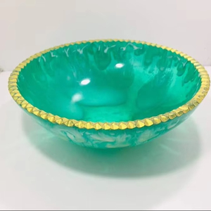 Cuenco de servicio ecológico tallado en resina de lujo para fiesta Diseño de forma redonda Rosa Presentación de alimentos HF CRAFTS - Product Image 5