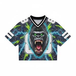 Camiseta deportiva de gran tamaño para hombre, camiseta de béisbol por sublimación con estampado de Lobo, uniforme de equipo personalizado, con patrón 3D Top, cuello en V, secado rápido - Product Image 5