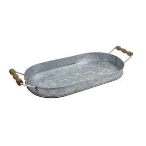 มั่นใจในคุณภาพถาดตกแต่งรูปไข่ชุบสังกะสีพร้อมด้ามไม้สำหรับบ้านและร้านอาหารใช้การผลิตในอินเดีย - Product Image 3