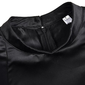 Oferta Especial: Vestido Midi Elegante de Seda/Algodón Tejido para Mujer, Estilo Vintage, Cintura Baja, Satinado, con Cremallera, Lavable, Cuello Redondo, Manga Corta - Product Image 2