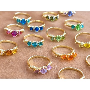 Gold Plated Wire Wrap Fashion <b>Rings</b> Colorful Stones for Resale Appeal - Product Image 2