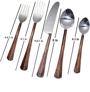 Ensemble de couverts en métal argenté de 5 pièces avec poignée plaquée cuivre pour la maison et le restaurant ensembles de couverts de vaisselle de table - Product Image 6