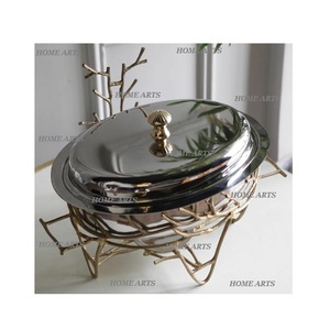 Chauffe-plat ovale en acier inoxydable, de grande taille, avec support en forme de branche - Product Image 1