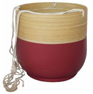 Pot de plante suspendu en bambou coloré avec corde, jardinière décorative d'intérieur en bambou tressé pour la vente en gros - Product Image 2