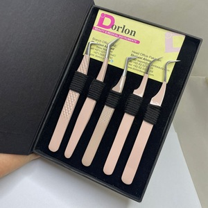 Pinzas de color rosa beige desnudo para extensión de pestañas, pinzas de volumen curvas personalizadas, pinzas de pestañas con logotipo privado al por mayor - Product Image 3