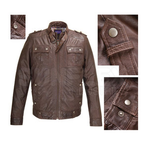 Vente directe usine, service OEM, veste en cuir de vachette légère pour homme, haute qualité, style urbain, motif lettres - Product Image 1