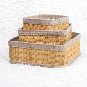 Juego de 3 Cajas de Almacenamiento Decorativas Clásicas Hechas a Mano, Ecológicas, de Paja Natural con Alta Tolerancia de Precisión, Hechas en TN - Product Image 1