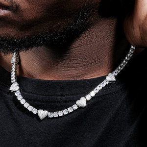 ห่วงโซ่เทนนิสฮิปฮอปทันสมัยที่สุด925เงิน VVS เพชรโมอิสอัญมณีใสไข่มุกยกระดับเครื่องประดับทองนี้ - Product Image 2