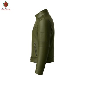 Chaqueta Bomber de Cuero Sintético Hecha a Mano, Chaqueta de Motociclista Ajustada, Abrigo Informal Sólido de Invierno con Cierre de Cremallera, Servicio OEM - Product Image 3