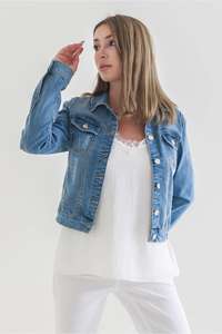 Chaqueta vaquera ajustada con botones a presión - Product Image 2