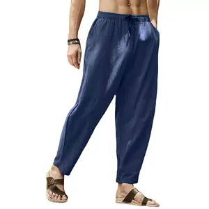 Pantalon sarouel personnalisé OEM en polyester/coton pour hommes Pantalon baggy à jambes larges Taille élastique Coupe normale Décontracté Respirant Séchage rapide Printemps - Product Image 1