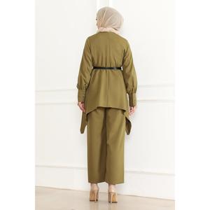 Conjunto Casual Haki MSW19001-4, Blusa Larga Midi con Detalles MSW19001-4 - Product Image 4